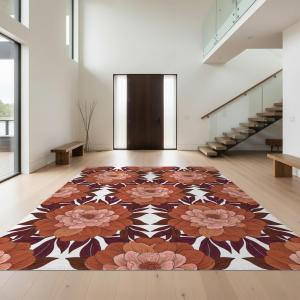 【並行輸入品】 Design&I 9'x12' Easy Clean Bohemian Botanical Massive Rug, Terra
