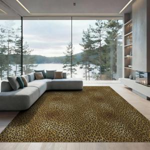 【並行輸入品】 ODIKA 9'x12' Washable Bohemian Leopard Print Oversized Rug, Blac