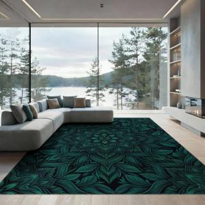 【並行輸入品】 ODIKA 9'x12' Washable Bohemian Floral Oversized Rug, Green Non S