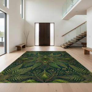【並行輸入品】 Design&I 8'x10' Easy Clean Bohemian Floral Massive Rug, Gold Sle