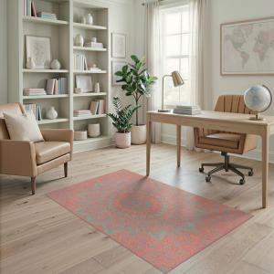 【並行輸入品】 ODIKA 4'x6' Washable Bohemian Geometric Accent Rug, Coral Non Sh
