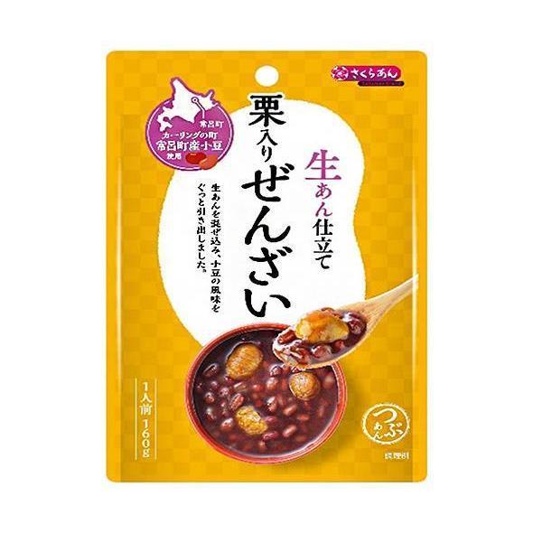 谷尾食糧工業 さくらあん 生あん仕立て栗入りぜんざい 160g×12袋入｜ 送料無料