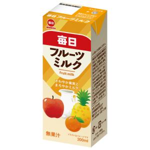 毎日牛乳 毎日フルーツミルク 200ml紙パック×24本入｜ 送料別 : 味園