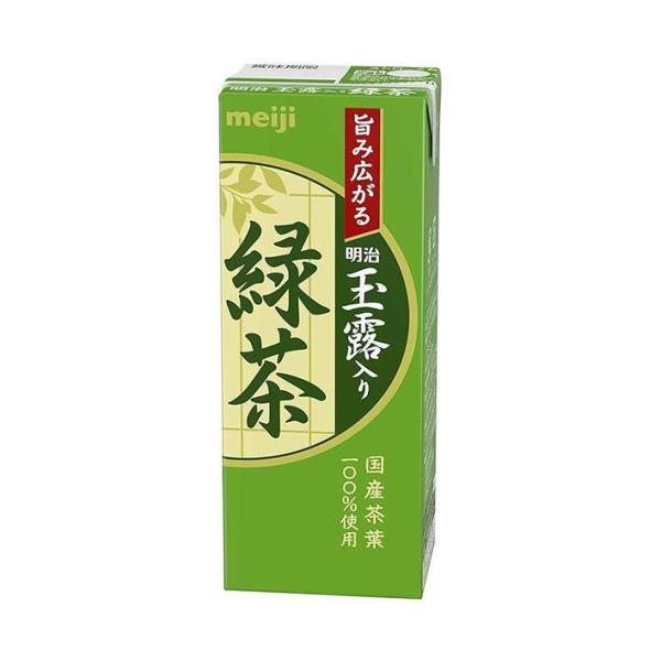 【送料無料・メーカー/問屋直送品・代引不可】明治 玉露入り緑茶 200ml紙パック×24本入×(2ケ...