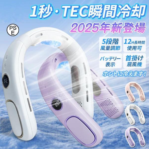 ネッククーラー 冷却プレート付き 首掛け扇風機 半導体冷却 羽根なし 3つ冷却プレート 扇風機 静音...
