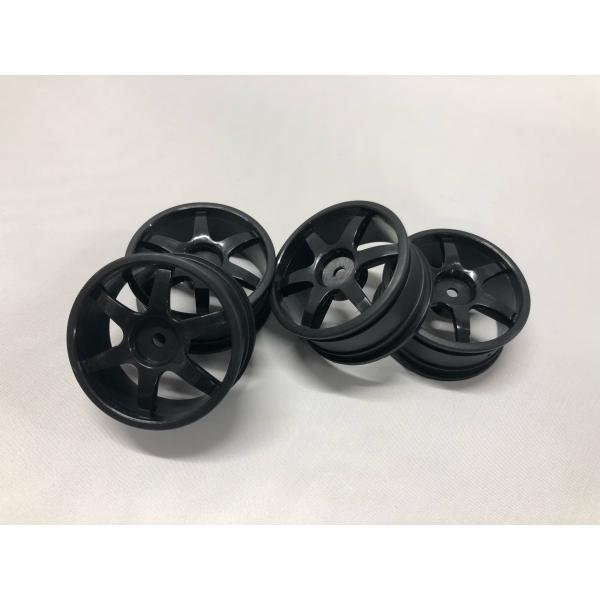 1/10 ツーリングカー用24mm幅　6スポークホイールブラック4個入