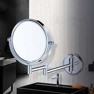 両面浴室用化粧鏡 21LEDライト付き化粧鏡 1-5倍拡大鏡 6.9インチ 簡単なインストールLEDミラー 壁掛けメイクミラー 360度回転スタ