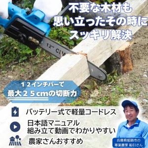 【現役農家と商品開発】チェーンソー チェンソー 充電式 12インチ 21v 電動 電動のこぎり電動ノコギリ kohakoha (12インチ)
