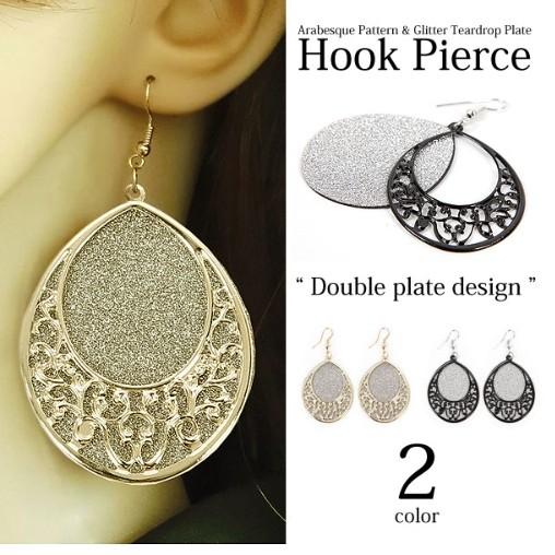 ピアス アラベスク柄 グリッター しずく型 プレート 夏 レディース 得トク2WEEKS0318