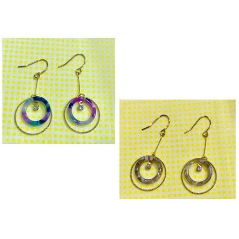 ピアス マーブル サークル サークルピアス フレーム フックピアス レインボー グレー レディース ...