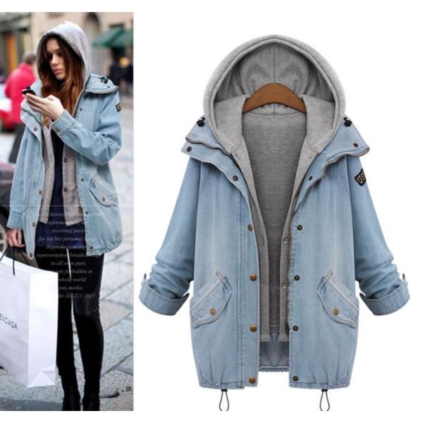 デニムジャケット アウター コート ジャケット フードベスト セット デニムコート レディース カジ...