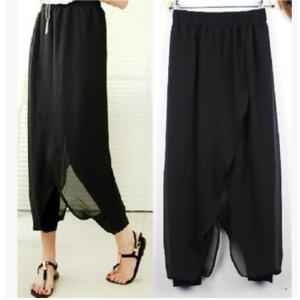 パンツ シフォンパンツ レディース ボトムス ワイドパンツ リゾート 体型カバー モノトーン サルエル おしゃれ 大人 異素材 送料無料 得トクセール オープン記念