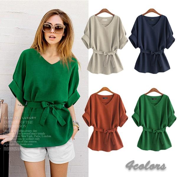 カットソー レディース トップス ウエストリボン 半袖 スタイルアップ きれいめ オフィス 送料無料...