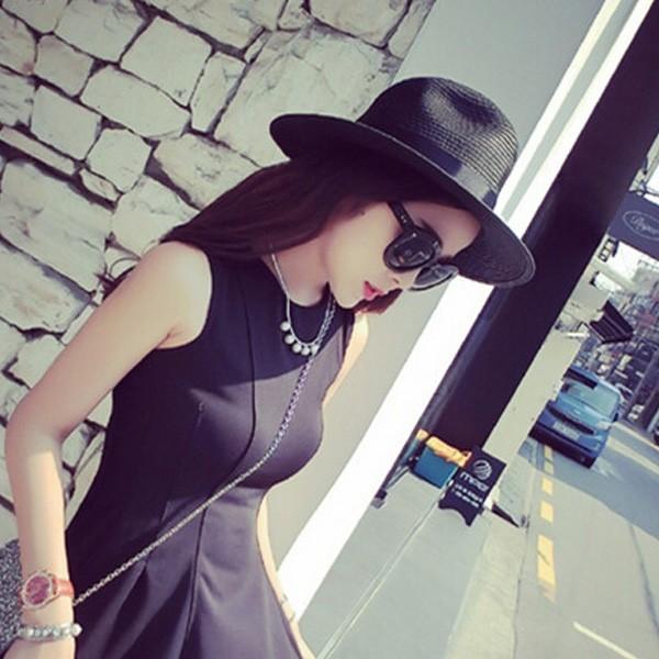 ハット  帽子 ブラック レディース かっこいい 紫外線対策  日焼け対策 黒 おしゃれ帽  送料無...