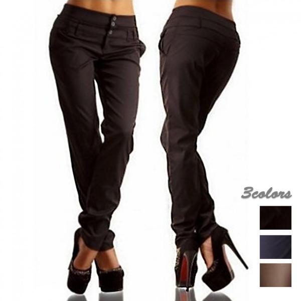 カジュアルパンツ レディース パンツ ボトムス レディースパンツ ボタン 薄手 カジュアル 送料無料...