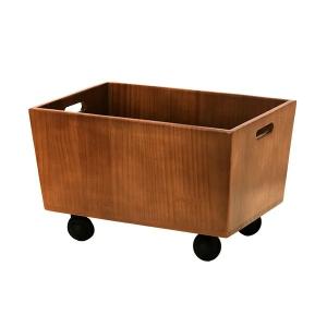 キャスター付き ランドリー 収納 ボックス 木製 幅39.5×奥行27×高さ25cm