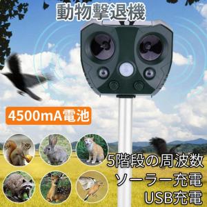 大容量4500mAh電池 猫よけ 超音波動物撃退器 ソーラー/USB充電 猫よけ対策 超音波 スズメ撃退 ネズミ コウモリよけ対策｜nsm-shop