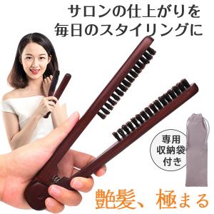 ツインブラシ ダブルブラシ ストレート くし 豚毛 ストレートブラシ