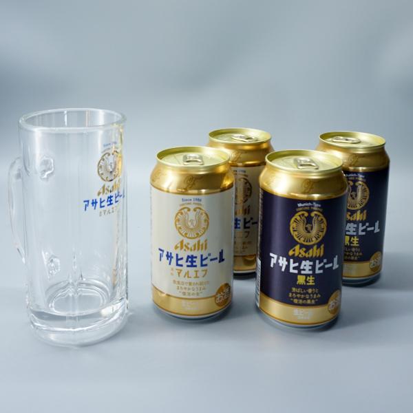 アサヒ 生ビール マルエフ ジョッキ グラス 白 350ml ×2 黒 350ml ×2 マルエフグ...
