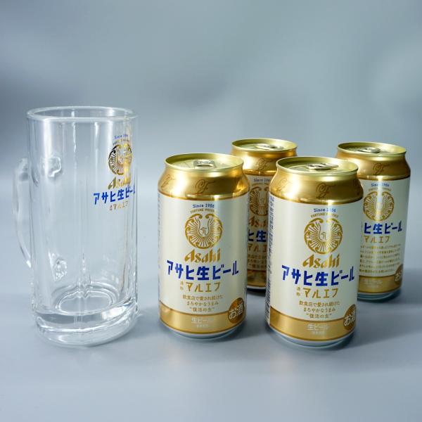 アサヒ 生ビール マルエフ ジョッキ グラス 白 350ml ×4 マルエフグラス 缶ビール セット...