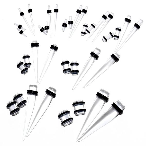 拡張器 プラグ アクリル ボディピアス [00G〜14Gまでのまとめセット] エキスパンダー 耳たぶ...