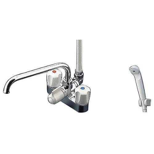 在庫あり！ TMS26C　台付２ハンドルシャワー混合水栓（一時止水なしタイプ・スプレー（節水））