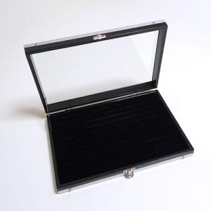 アルミガラスケースM/差込口10列 黒：黒 No.1656