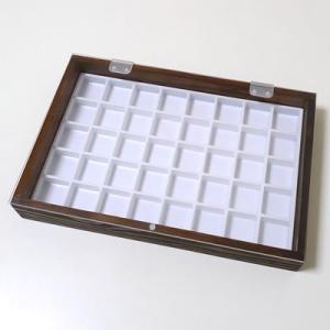 木製箱アクリル蓋 30mm角ルースケース用 茶：白 No.9903