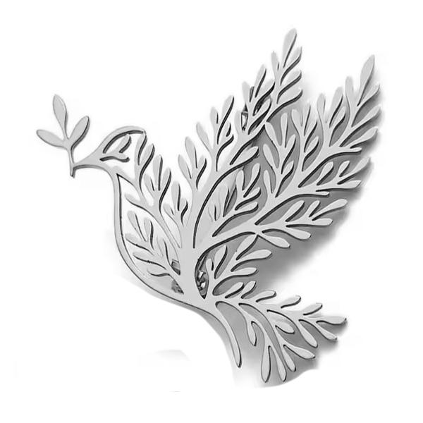 ピンズ ピン バッジ ブローチ バッヂ ( 銀 シルバー ) 中空 平和 鳩 ハト 鳥 小鳥 送料無...