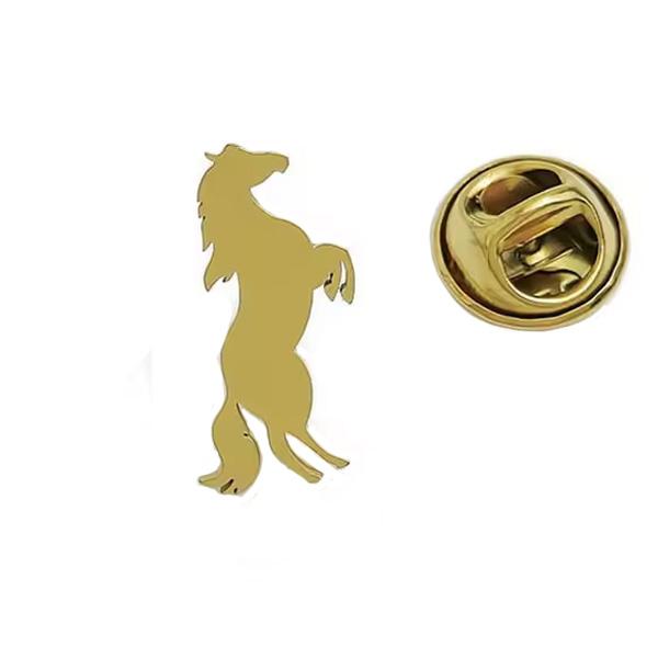 ピンズ ピン バッジ ブローチ バッヂ ( 金 ゴールド フラット ステンスレ ) 跳ね 馬 ウマ ...