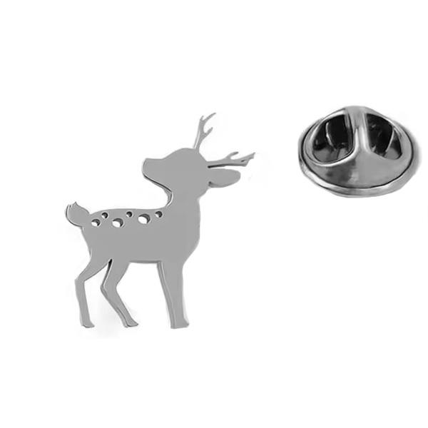 ピンズ ピン バッジ ブローチ バッヂ ( 銀 シルバー フラット ステンスレ ) 小鹿 シカ バン...