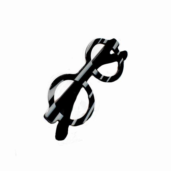 ピンズ ピン バッジ ブローチ バッヂ (アクリル) 黒白 ブラックホワイト メガネ 眼鏡 サングラ...