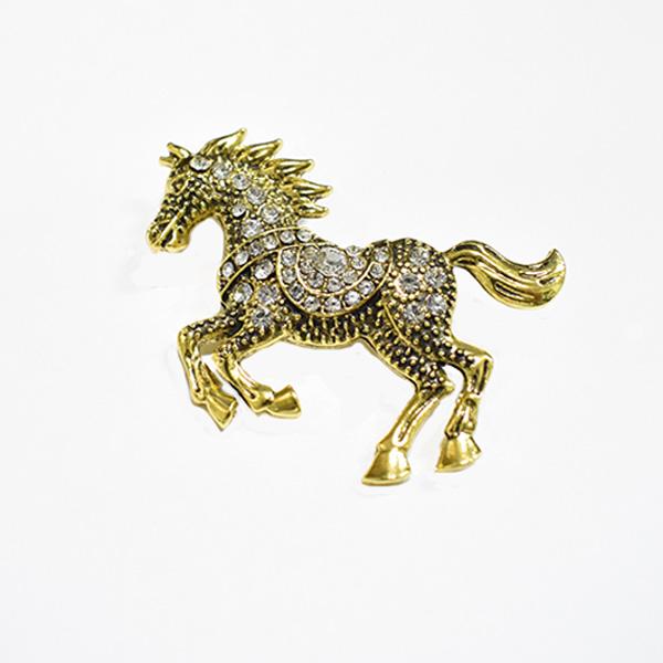 ピンズ ピン バッジ ブローチ バッヂ 金 ライトストーン (ウマ 馬 競馬 ) ラメ ランニング ...