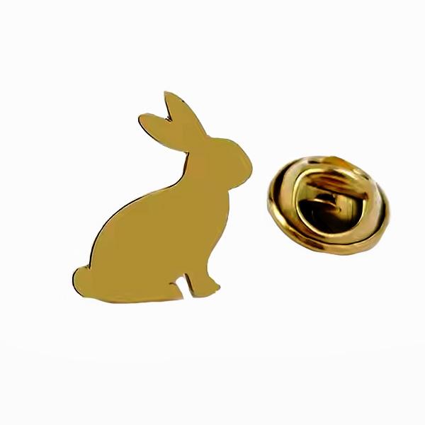 ピンズ ピン バッジ ブローチ バッヂ ( 金 ゴールド ) 兎 ウサギ うさぎ フラット ステンレ...