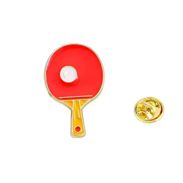 ピンズ ピン バッジ ブローチ バッヂ ( 卓球 赤 ラケット ) 送料無料