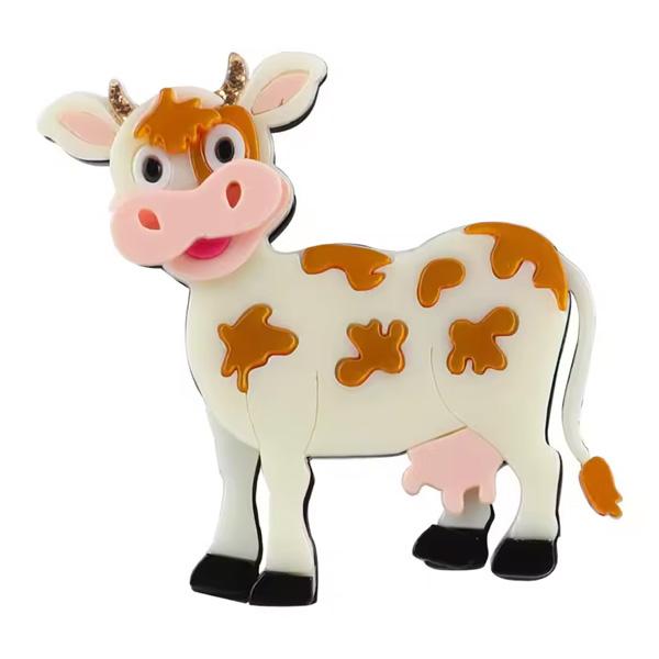 ピンズ ピン バッジ ブローチ バッヂ ( アクリル 牛 牛乳 ウシ COW  ) 送料無料