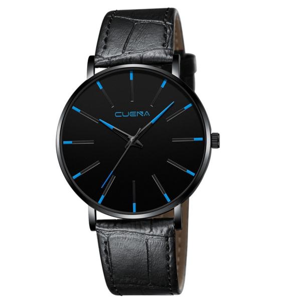 ミニマムデザイン シンプル 3針 /メンズ 男性クォーツ 腕時計 ウォッチ　cuena(文字盤/ブラ...