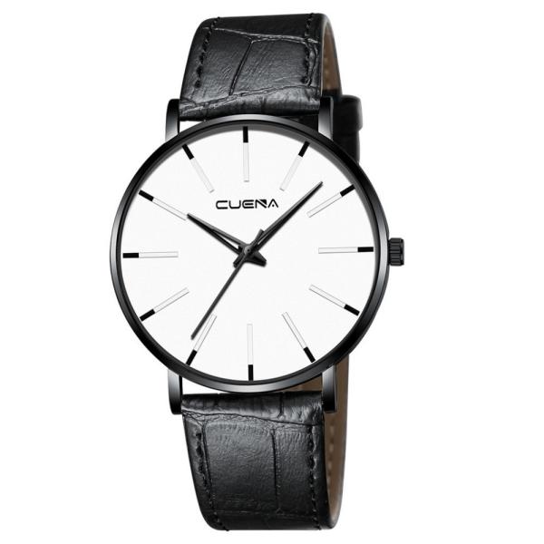 ミニマムデザイン シンプル 3針 /メンズ 男性クォーツ 腕時計 ウォッチ　cuena(文字盤/ホワ...