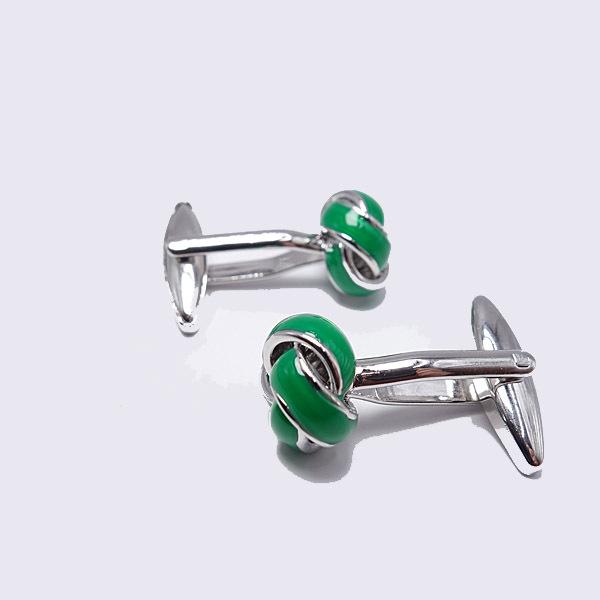 メタル　ねじり　結び (緑＆緑色 / グリーン) メンズシャツ カフス/ カフスボタン 送料無料