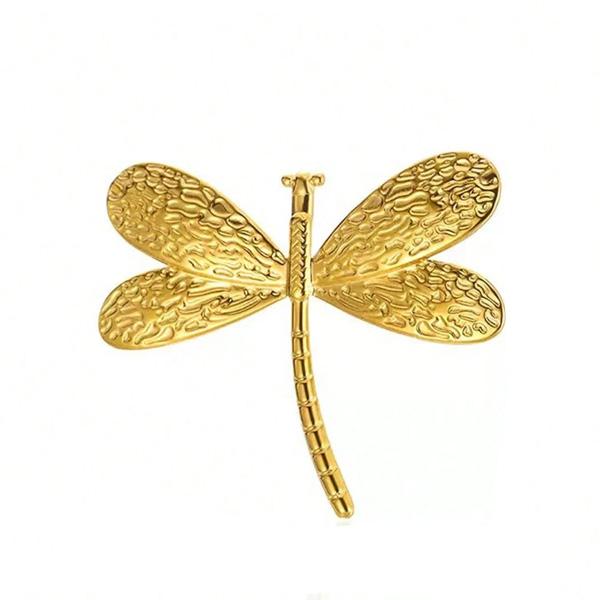 ピンズ ピン バッジ ブローチ バッヂ 金 ゴールド (トンボ とんぼ シンプル ビンテージ風  )...