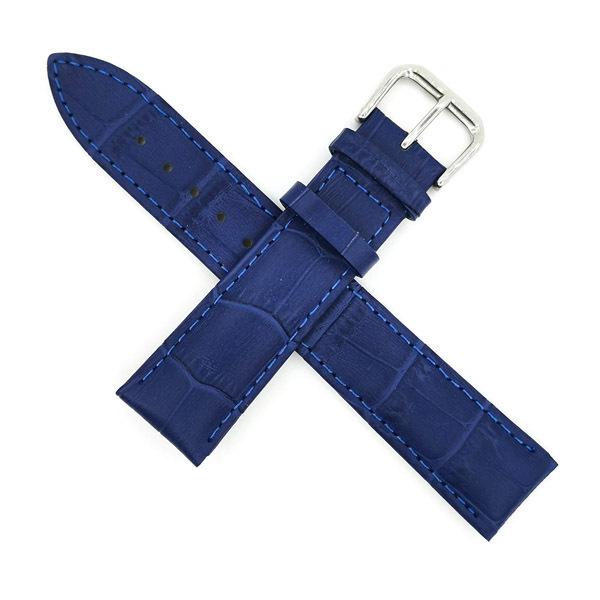 腕時計 (ラグ幅 21mm) レザー 革ストラップ ベルト ヘビ柄 / 青色  (ブルー )バネ棒、...
