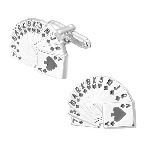 トランプ ハート スペード ( シルバー 銀 ) メンズシャツ カフス/ カフスボタン 送料無料