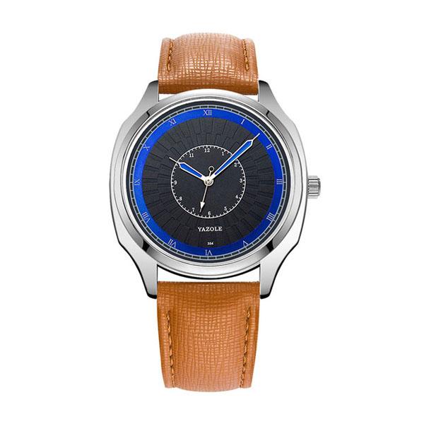 文字盤綺麗 ミニマムデザイン シンプル 3針 Yazole / メンズクォーツ腕時計 /黒文字盤 茶...