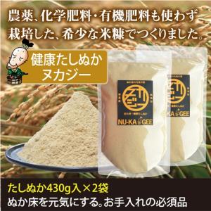 たしぬかヌカジー2袋（860g）☆無農薬・無肥料栽培の希少な米ぬかでつくりました