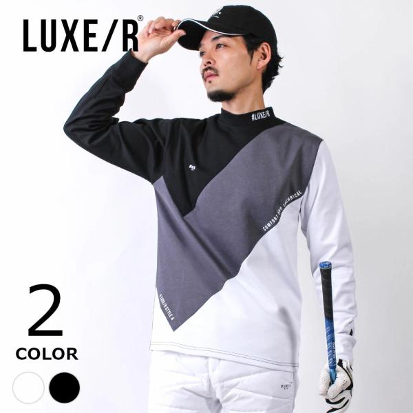 LUXE/R GOLF ゴルフ スムース  デザイン モックネック カットソー メンズ 長袖トップス...
