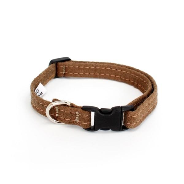 猫にやさしい首輪 ヘンプ×オーガニックコットン ブラウン おしゃれ キャットカラー 安全バックル