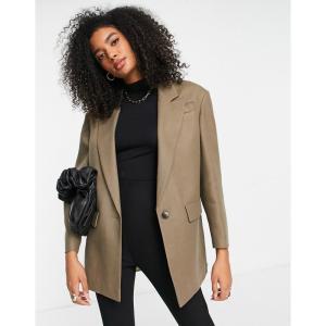 トップショップ (Topshop) レディース スーツ・ジャケット アウター Oversizedy Twill Blazer In Khaki (カーキ)｜nul-select