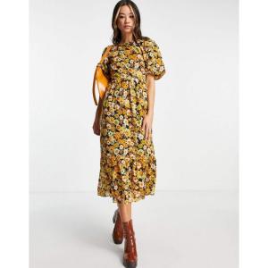 トップショップ (Topshop) レディース ワンピース ワンピース・ドレス 70'S Floral Puff Sleeve Midi Dress In Multi - Multi (マルチカラー)｜nul-select