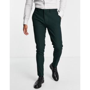 エイソス (ASOS DESIGN) メンズ スラックス ボトムス・パンツ Wedding Super Skinny Suit Trousers In Forest Green Micro Texture (フォレストグリーン)｜nul-select