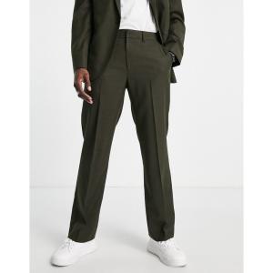 トップマン (Topman) メンズ スラックス ボトムス・パンツ Tapered Suit Trousers In Dark Green (ダークグリーン)｜nul-select